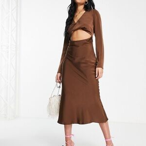NEW! ASOS Brown Dress | Long | Size 4 Tall | Fall Wedding Attire